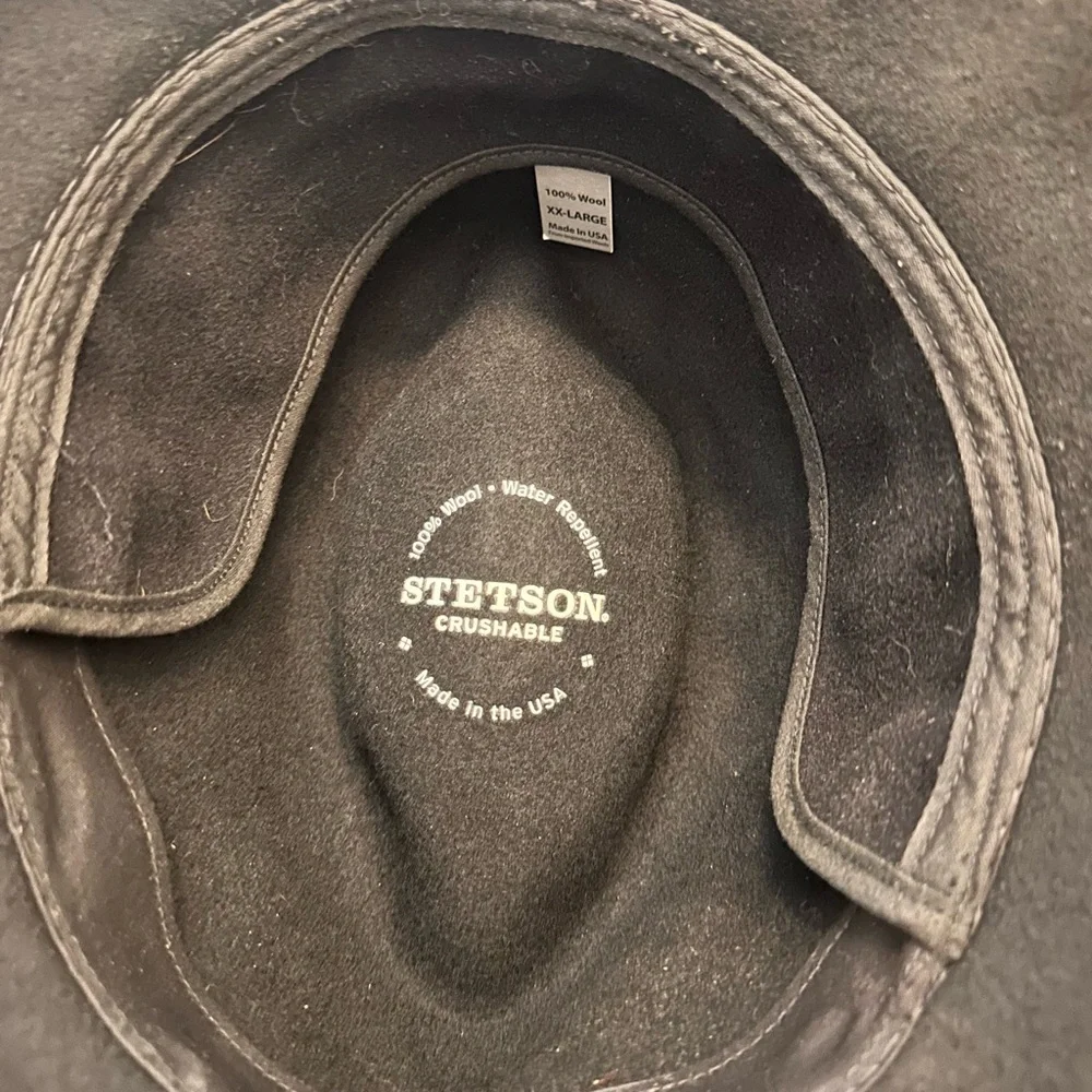 Stetson Crushable Black Wool Fedora Hat XXL Made in USA - Picture 7 of 7